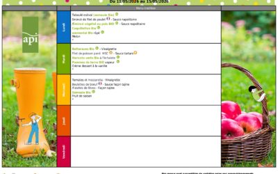 Menus de la restauration scolaire – du 11 au 15 mai 2026