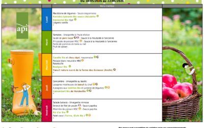 Menus de la restauration scolaire – du 18 au 22 mai 2026