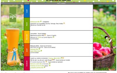 Menus de la restauration scolaire – du 25 au 29 mai 2026