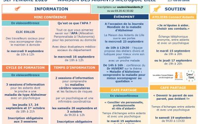 Planning de la Maison des Aidants pour la Métropole Lilloise